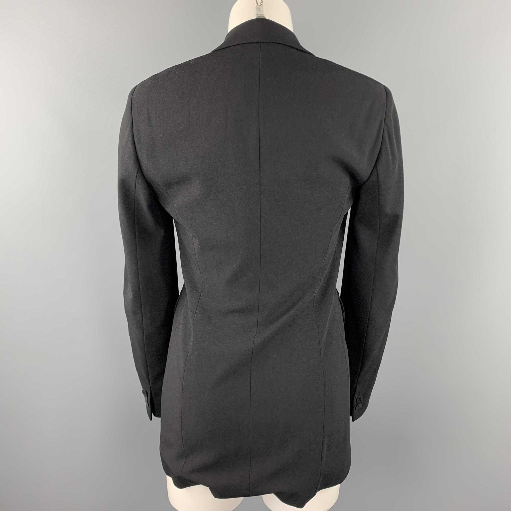 DONNA KARAN Size 2 Black Gabardine Wool Blend Jacket Blazer In Good Condition In San Francisco, CA