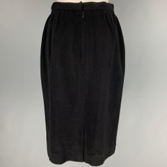 DONNA KARAN Size 4 Black Wool Cashmere Pencil Skirt