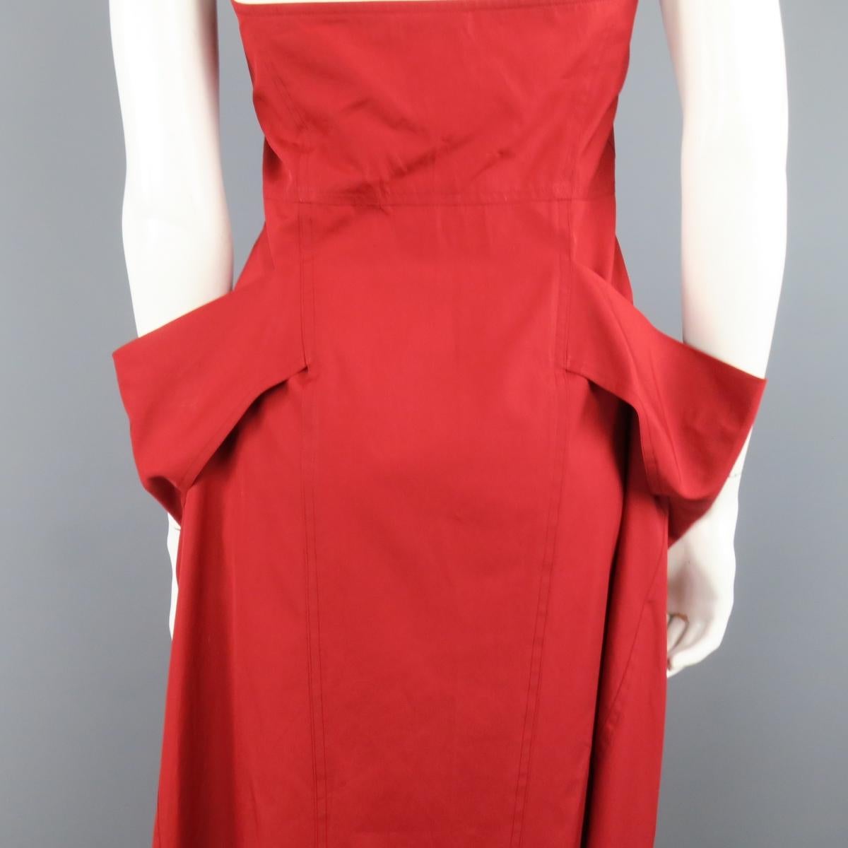 Women's or Men's DONNA KARAN Size 4 Red Cotton Halter Top A Lline Shirt Dress