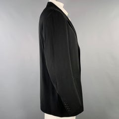 DONNA KARAN Size 44 Black Notch Lapel Sport Coat