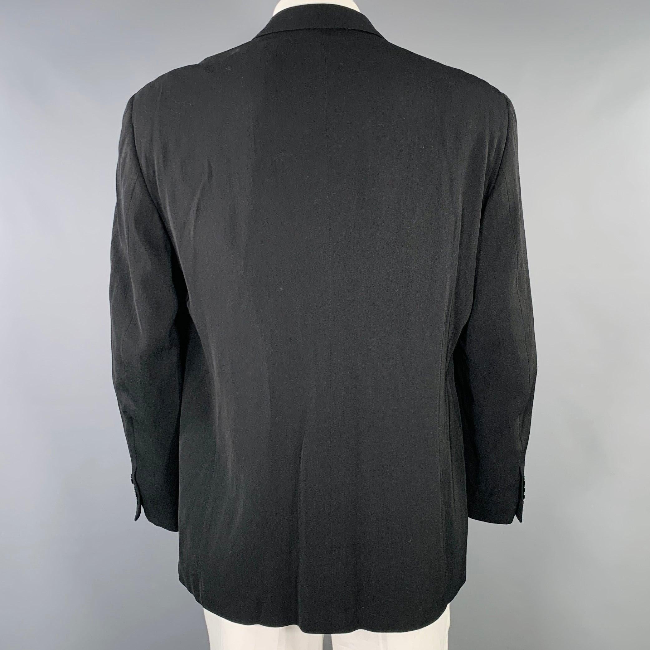 DONNA KARAN Schwarzer Sportmantel mit Neckholder-Revers, Größe 44 im Zustand „Gut“ im Angebot in San Francisco, CA