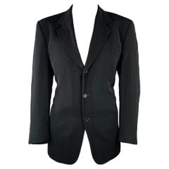 DONNA KARAN Schwarzer Sportmantel mit Neckholder-Revers, Größe 44