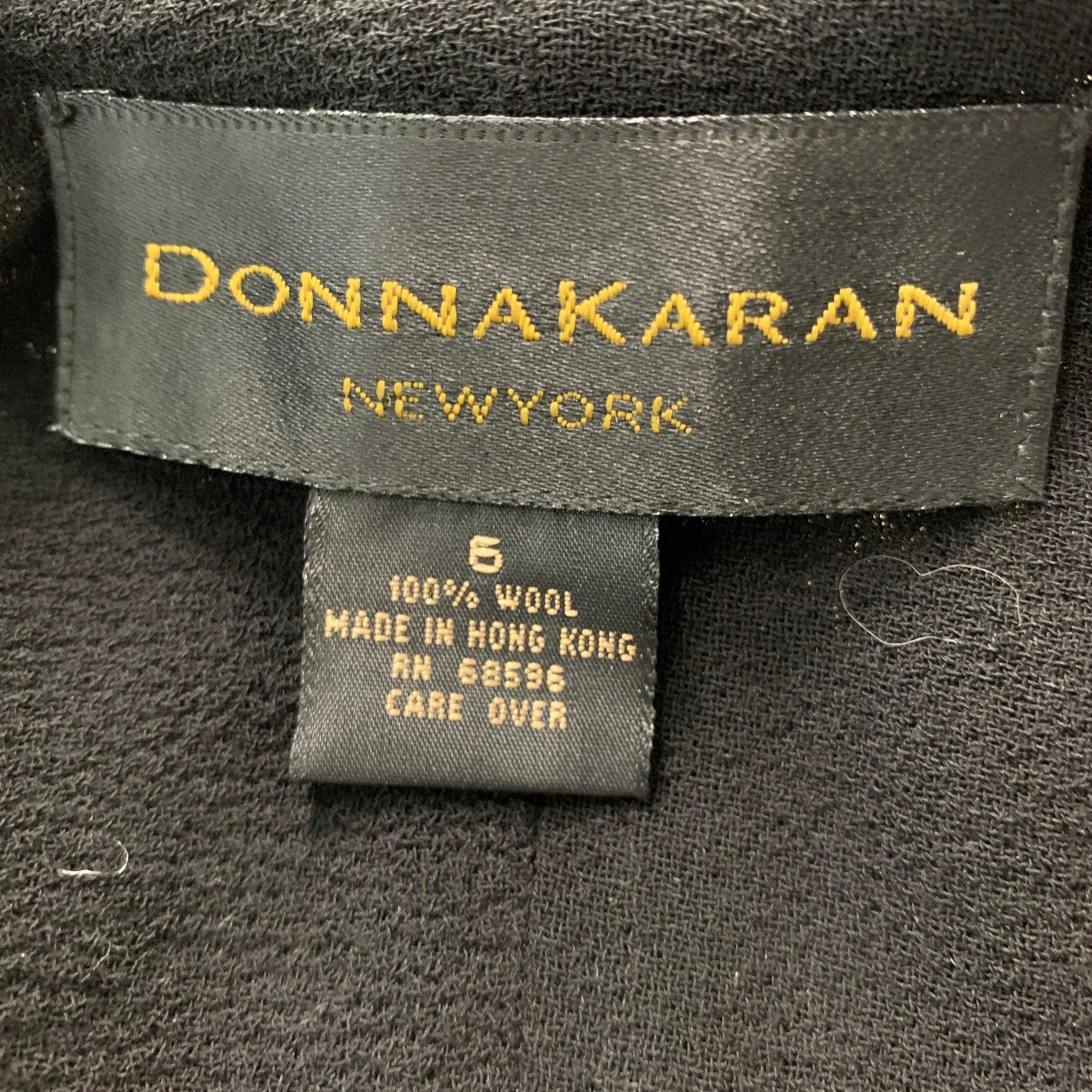 DONNA KARAN Size 6 Black Cream Wool Embroidered V-Neck Vest 4