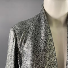 Donna Karan Taglia 6 Giacca in poliestere e viscosa con paillettes grigio-argento
