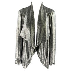 Donna Karan Taglia 6 Giacca in poliestere e viscosa con paillettes grigio-argento