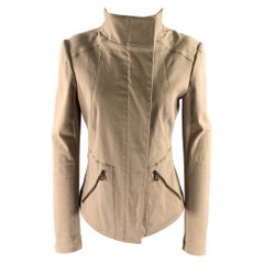 Donna Karan Taglia 8 Giacca con colletto in cotone misto beige