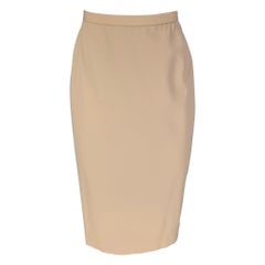 DONNA KARAN Talla 8 Falda lápiz de lana beige por debajo de la rodilla