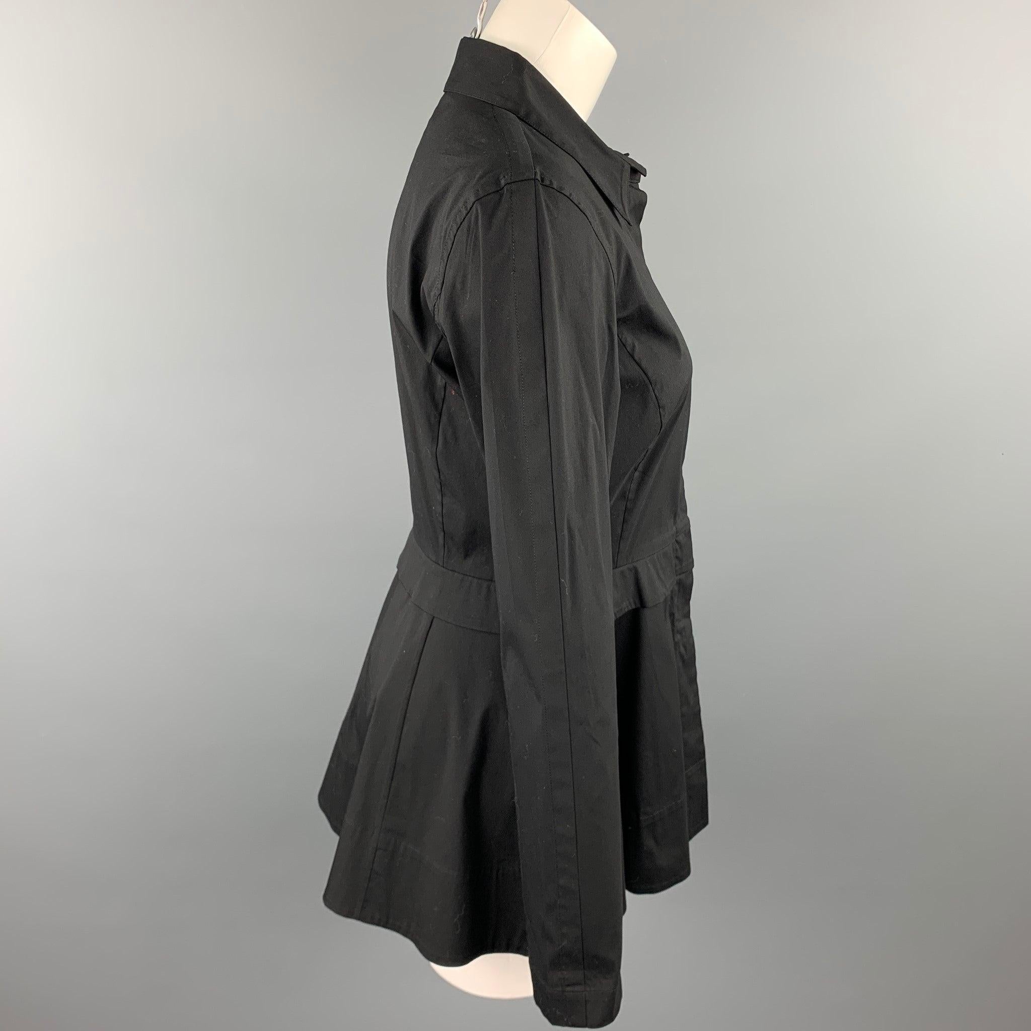 DONNA KARAN Taille 8 Mini robe à manches longues en coton mélangé noir Bon état - En vente à San Francisco, CA