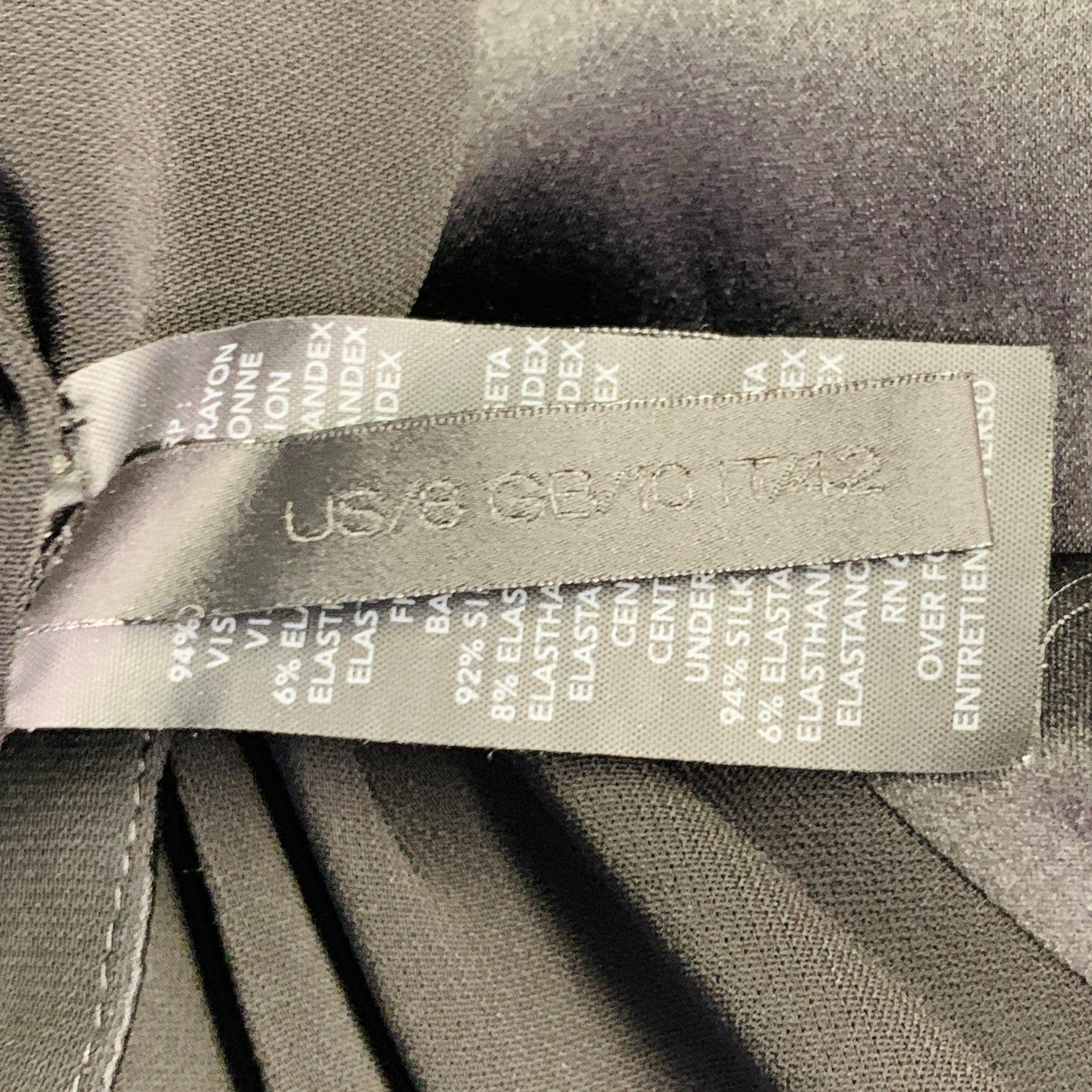 Donna Karan Taglia 8 Camicetta nera crema in misto viscosa con bottoni nascosti in vendita 7