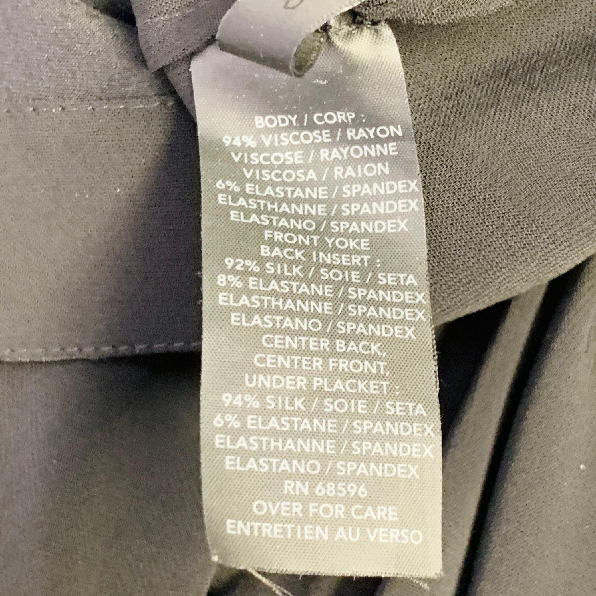 Donna Karan Taglia 8 Camicetta nera crema in misto viscosa con bottoni nascosti in vendita 8