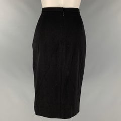 DONNA KARAN Size 8 Black Wool Lycra Pencil Mid-Calf Skirt