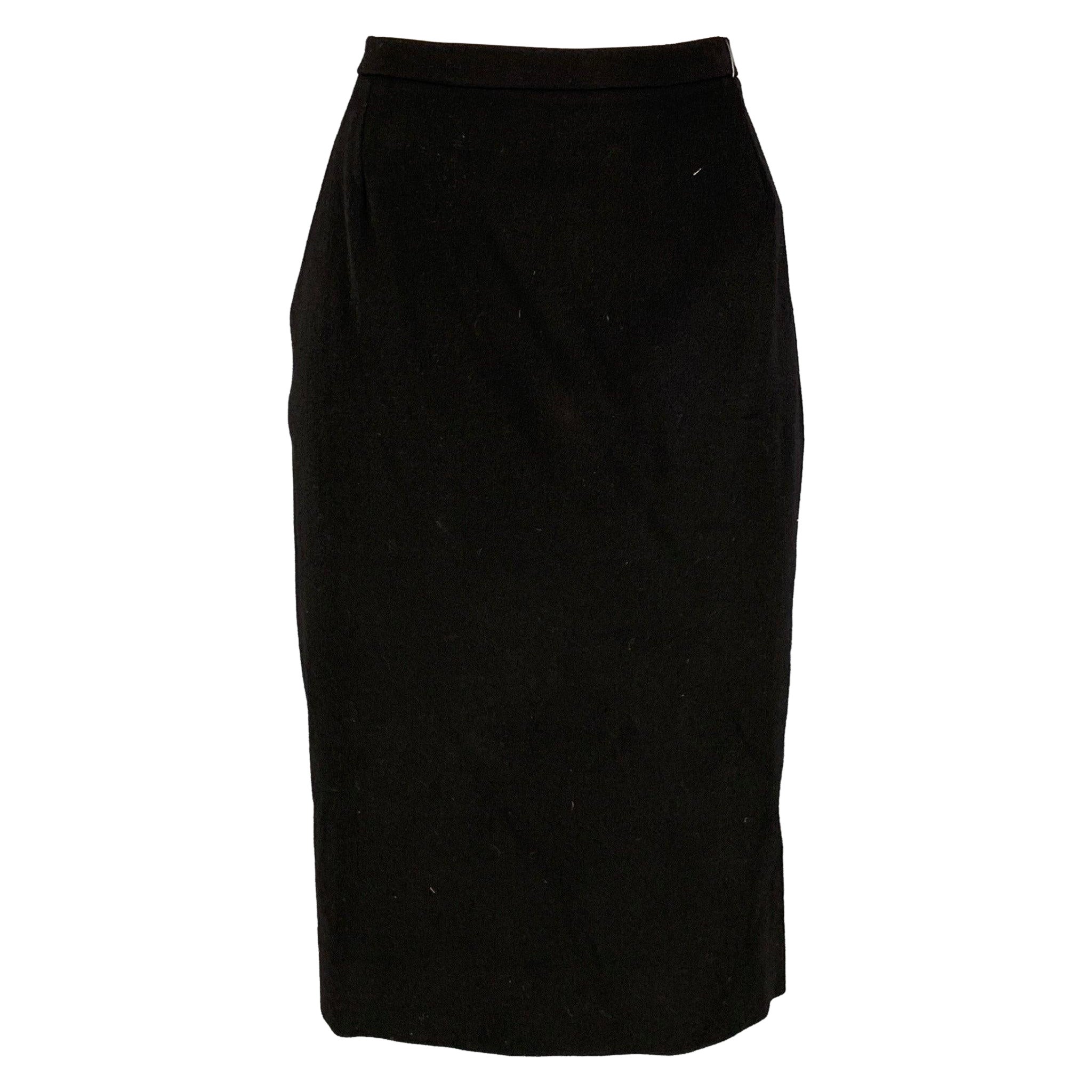 DONNA KARAN Größe 8 Schwarzer Mid-Calf-Rock aus Wolle und Lycra mit Bleistift