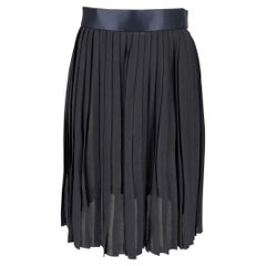 DONNA KARAN Größe 8 Marineblau Seidenfaltenrock unter dem Knie
