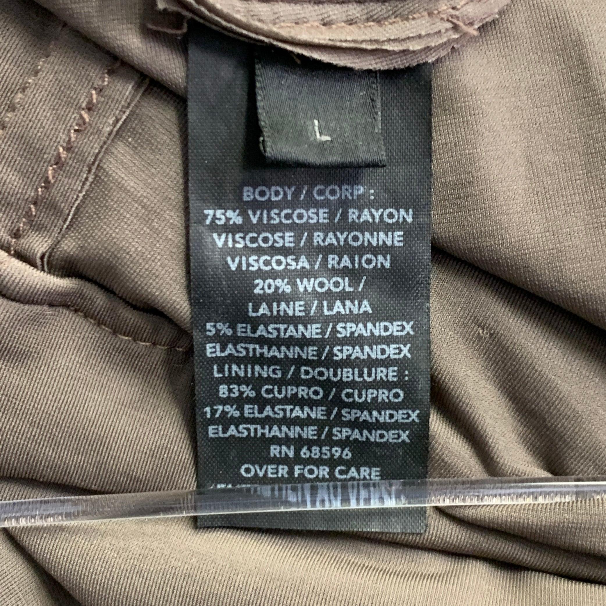 Donna Karan Taglia L Vestito midi senza maniche in jersey di lana marrone increspato in vendita 3