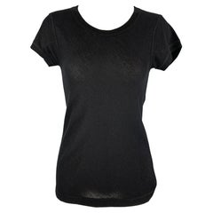 DONNA KARAN Size M Black Cashmere / Silk Short Sleeve Casual Top