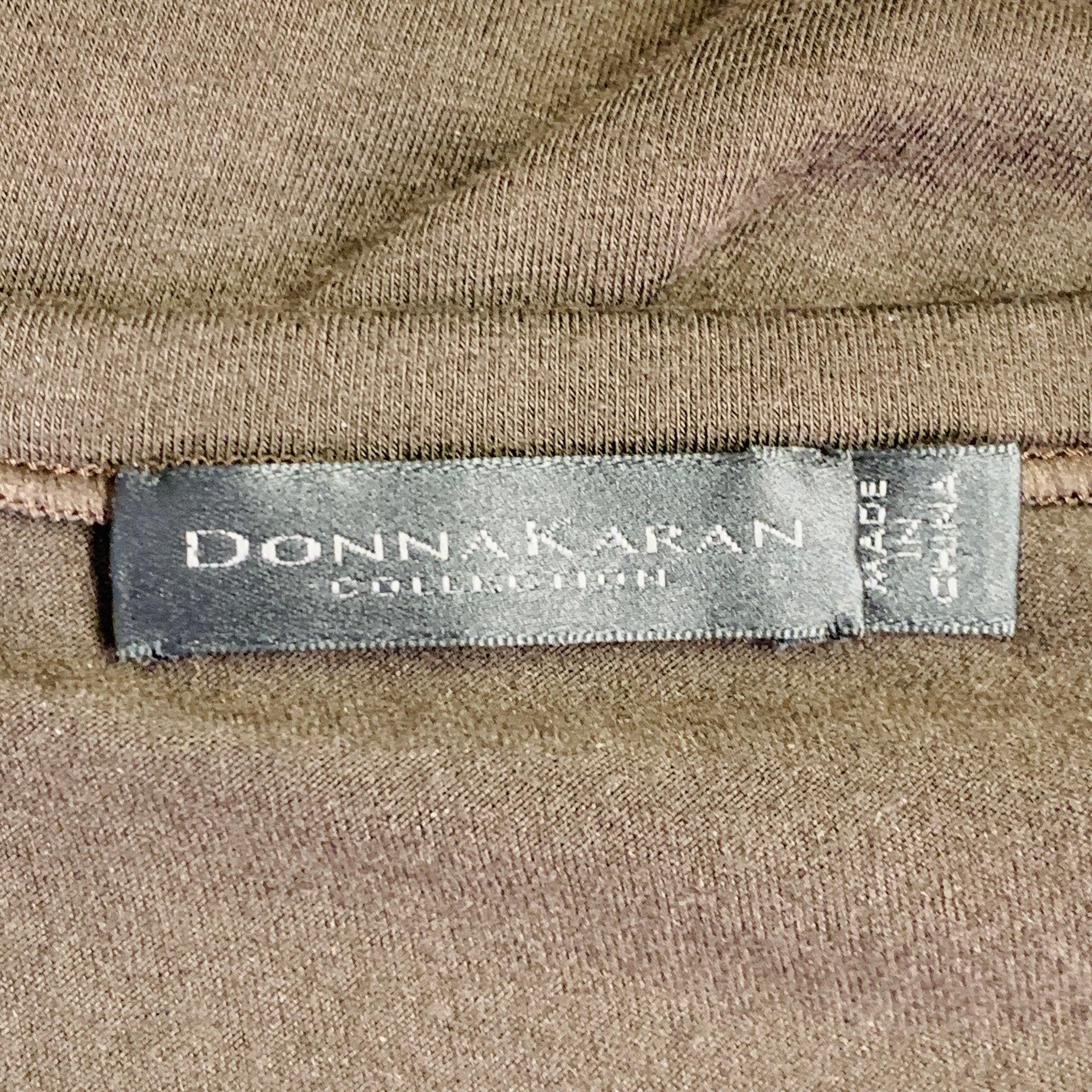 Donna DONNA KARAN Taglia M Abito marrone in misto viscosa con increspature e senza spalline a cuore in vendita