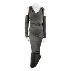 DONNA KARAN Size M Charcoal Angora Blend Knit Cold Shoulder Maxi Dress