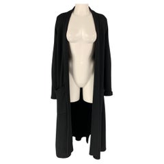 DONNA KARAN Size M/L Black Cashmere Knitted Open Front Cardigan