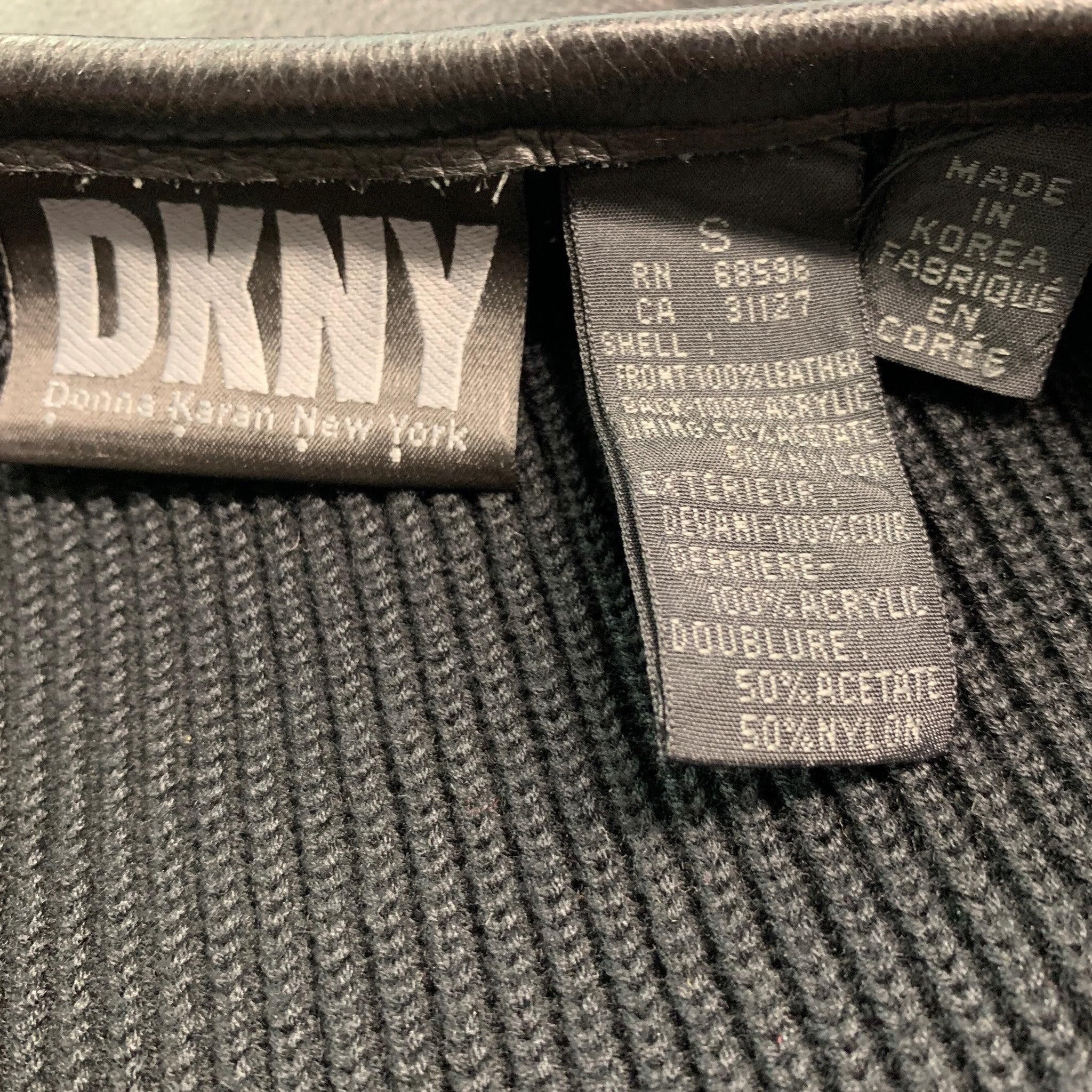 Men's DONNA KARAN Size S Black Mixed Materials Leather Zip Up Vest For Sale