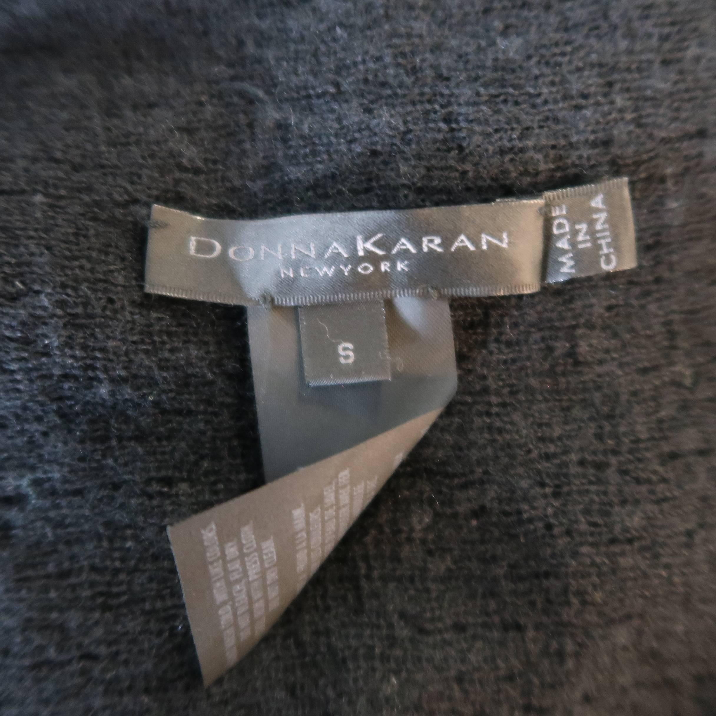  Donna Karan Black Sequined Cashmere / Silk Drape Cardigan 4