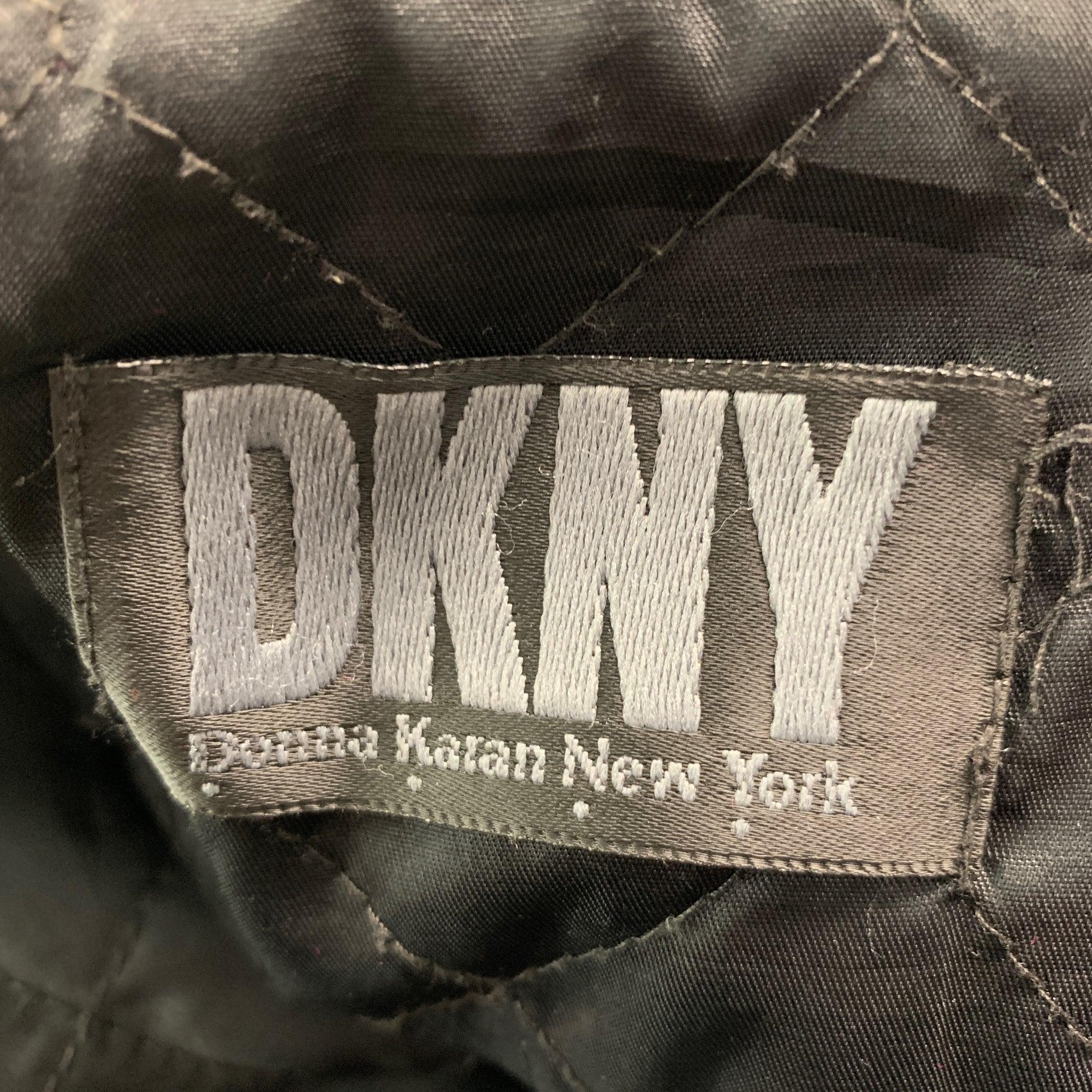 Men's DONNA KARAN Size S Black Solid Leather Zip Up Jacket For Sale