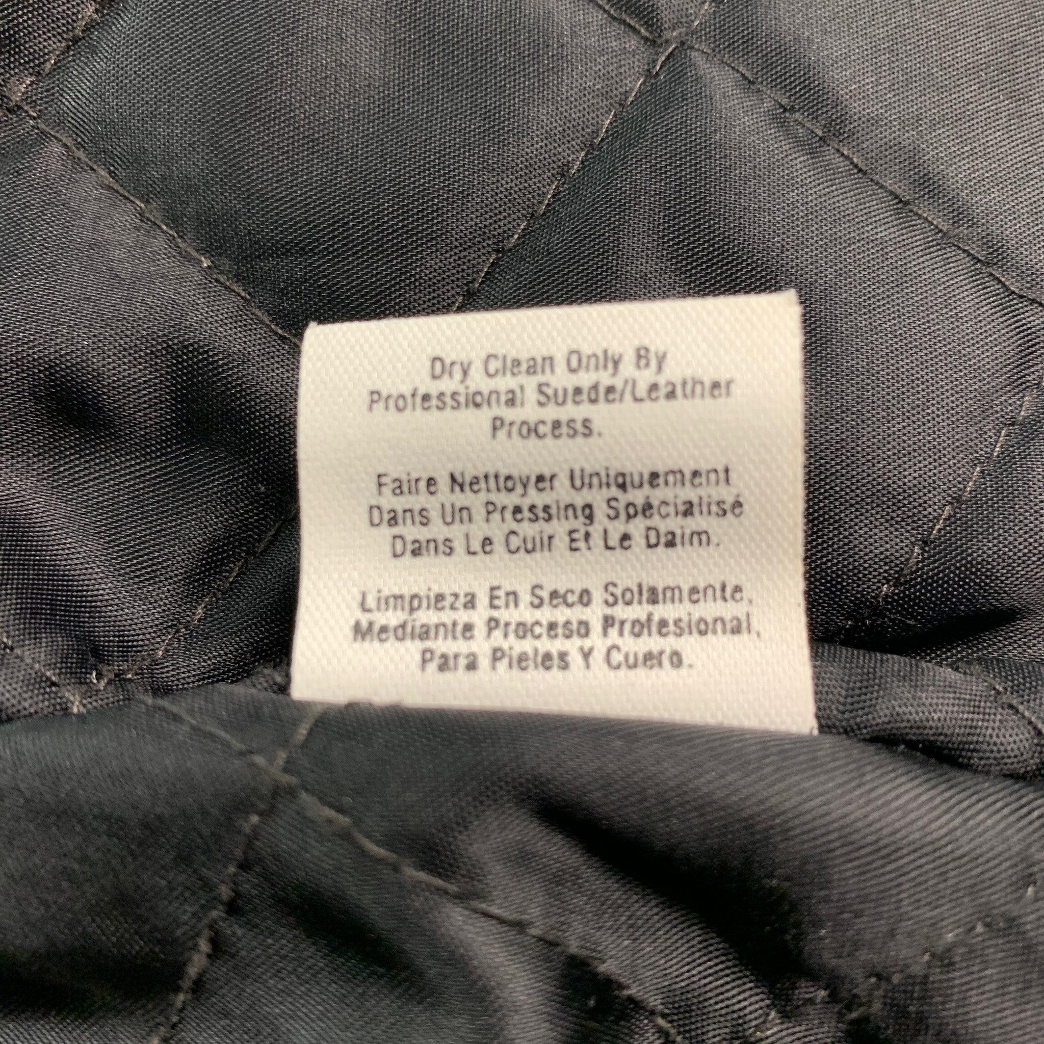 DONNA KARAN Size S Black Solid Leather Zip Up Jacket For Sale 2