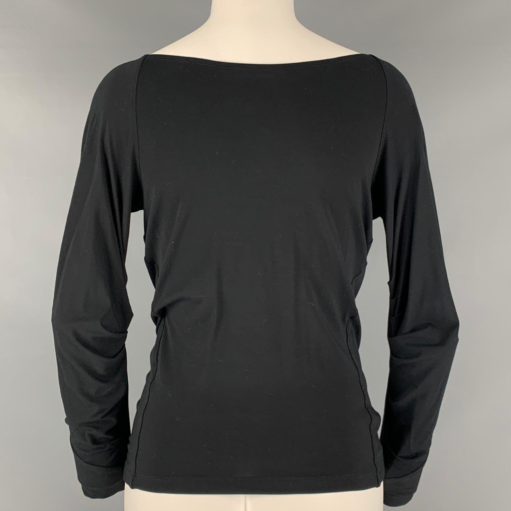 DONNA KARAN Size S Black Viscose Elastane Long Sleeve Pullover In Good Condition For Sale In San Francisco, CA