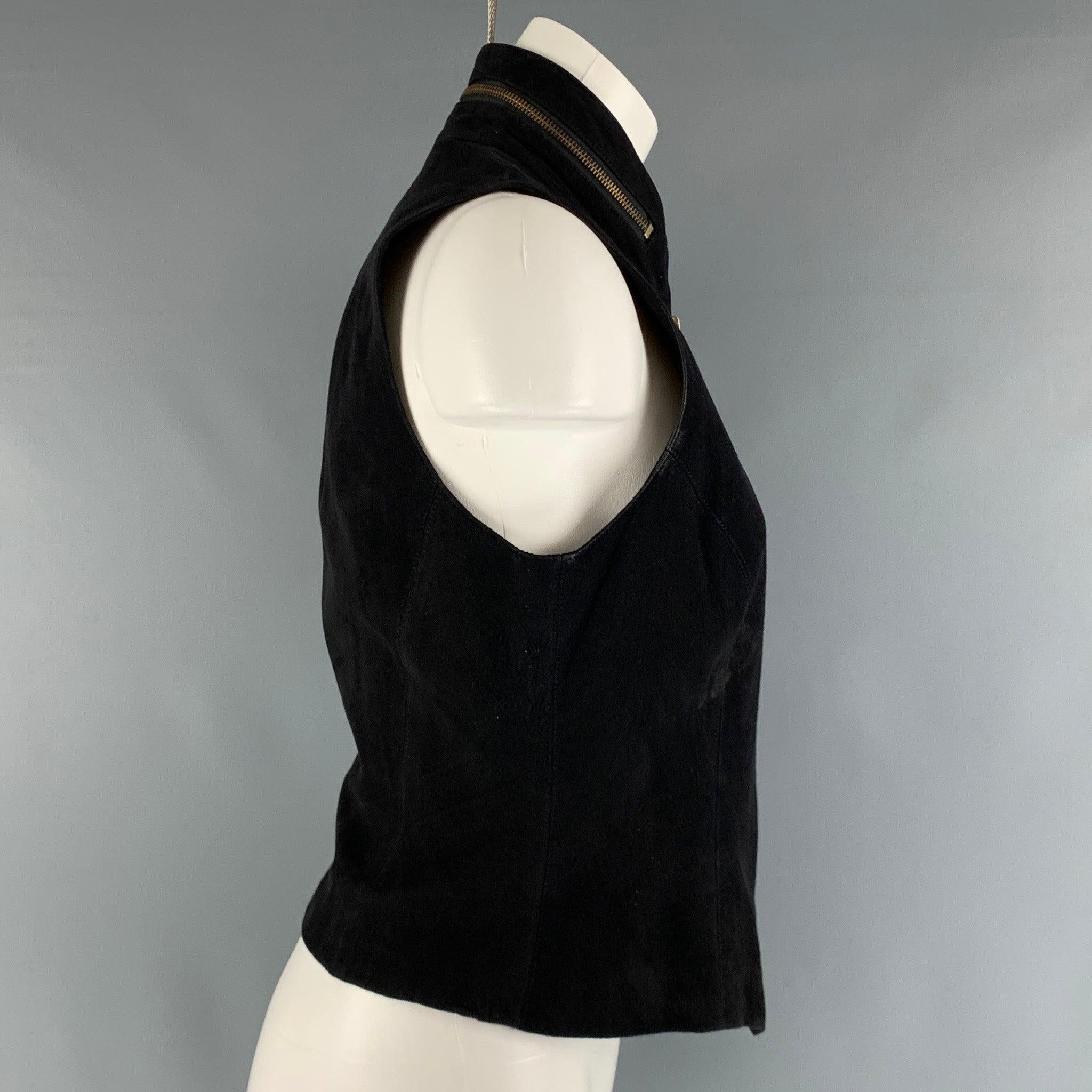 DONNA KARAN Size S Black Zip Up Vest In Good Condition In San Francisco, CA