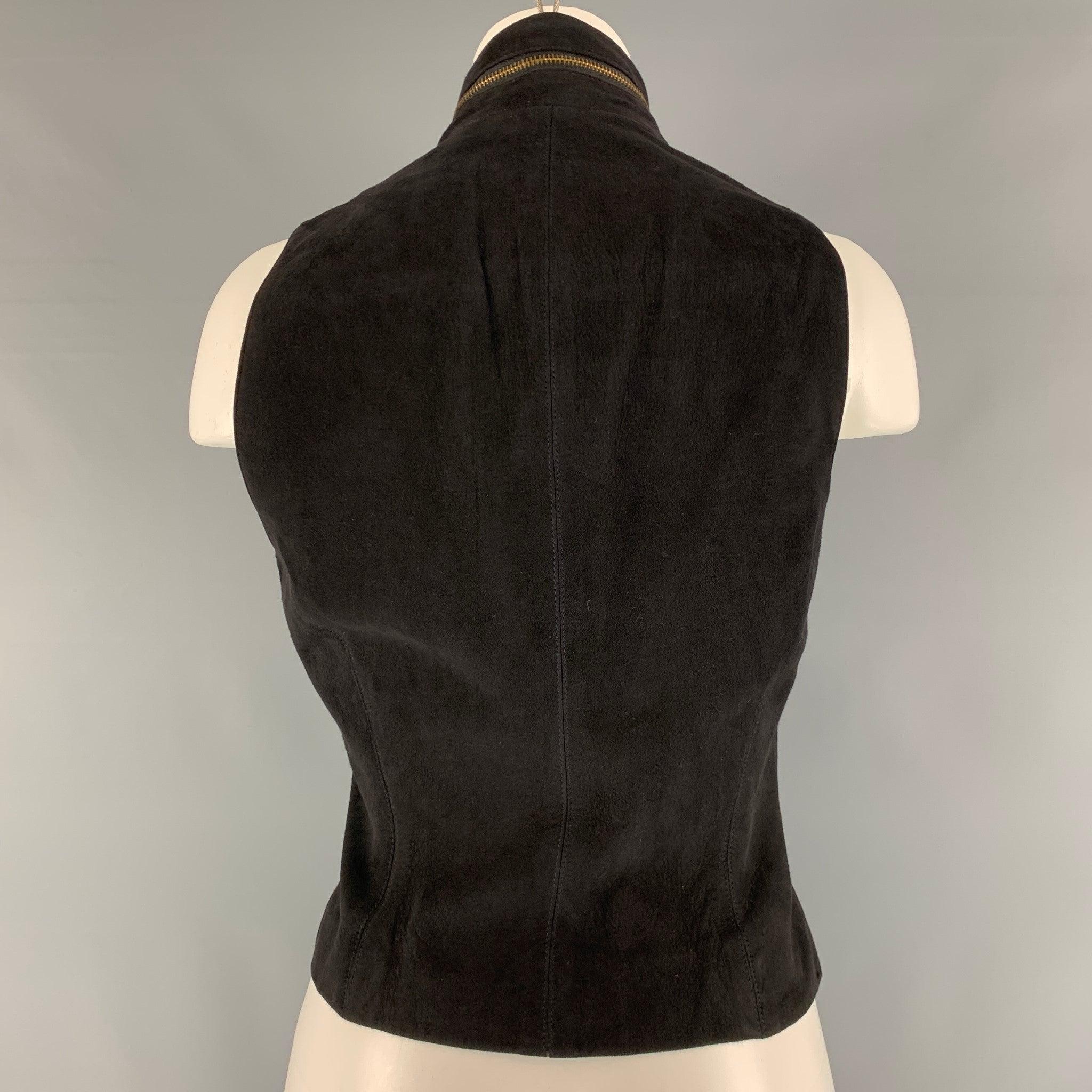 Women's DONNA KARAN Size S Black Zip Up Vest