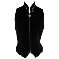 DONNA KARAN Talla S Chaleco negro con cremallera
