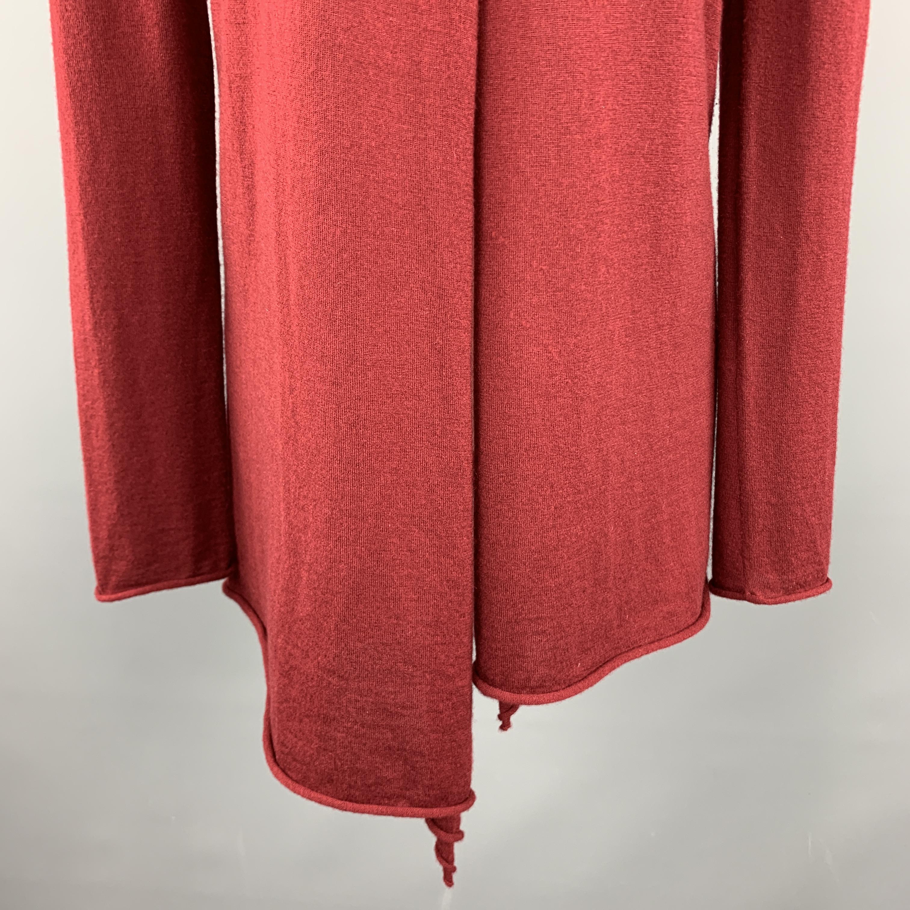 Red DONNA KARAN Size S Burgundy Cashmere Asymmetrical Cardigan Sweater