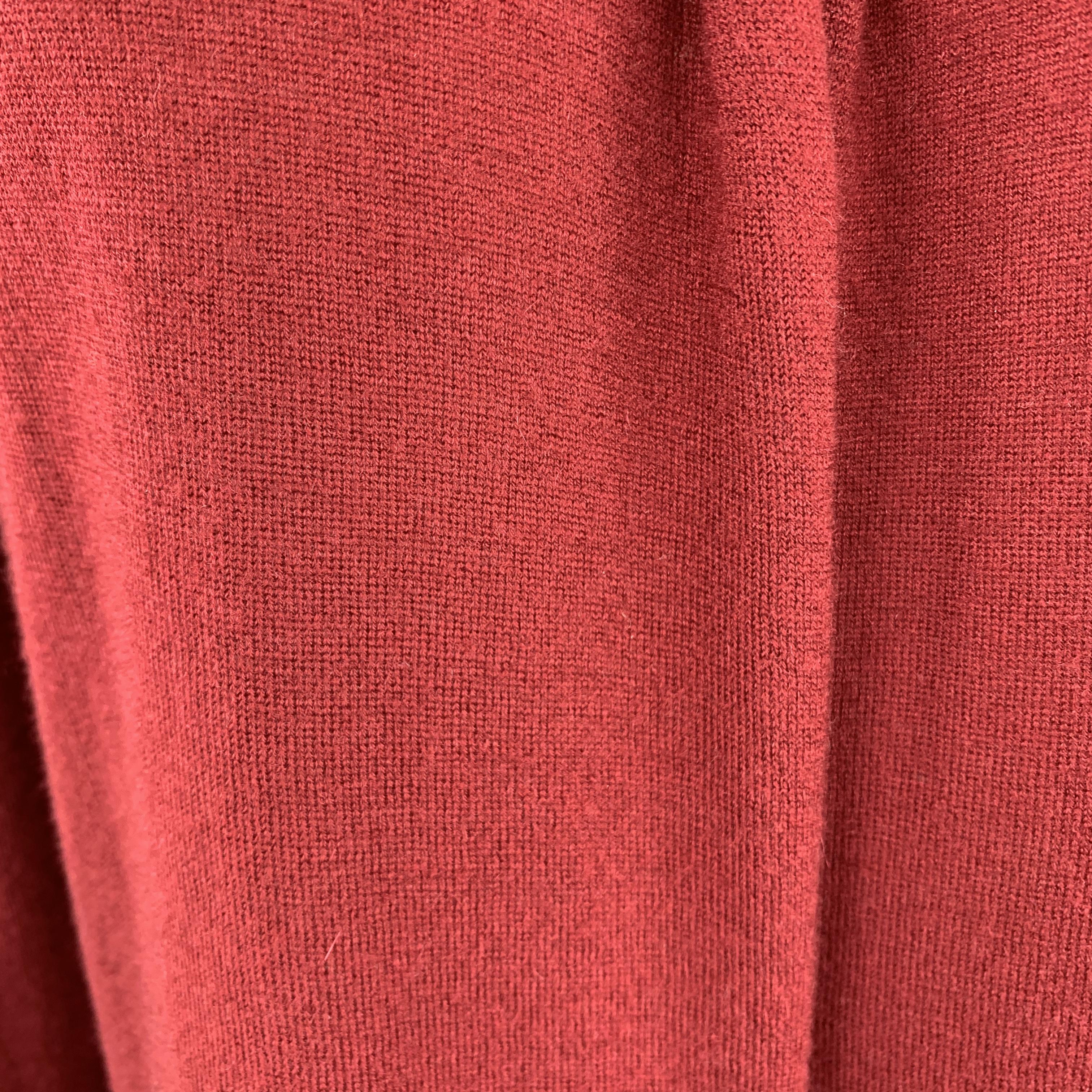 DONNA KARAN Size S Burgundy Cashmere Asymmetrical Cardigan Sweater In Excellent Condition In San Francisco, CA