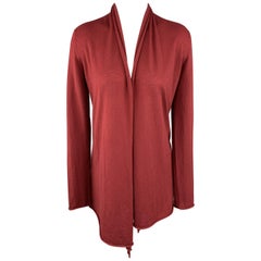 DONNA KARAN Size S Burgundy Cashmere Asymmetrical Cardigan Sweater
