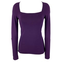 Donna Karan Taglia S Top casual a maniche lunghe in misto viscosa viola