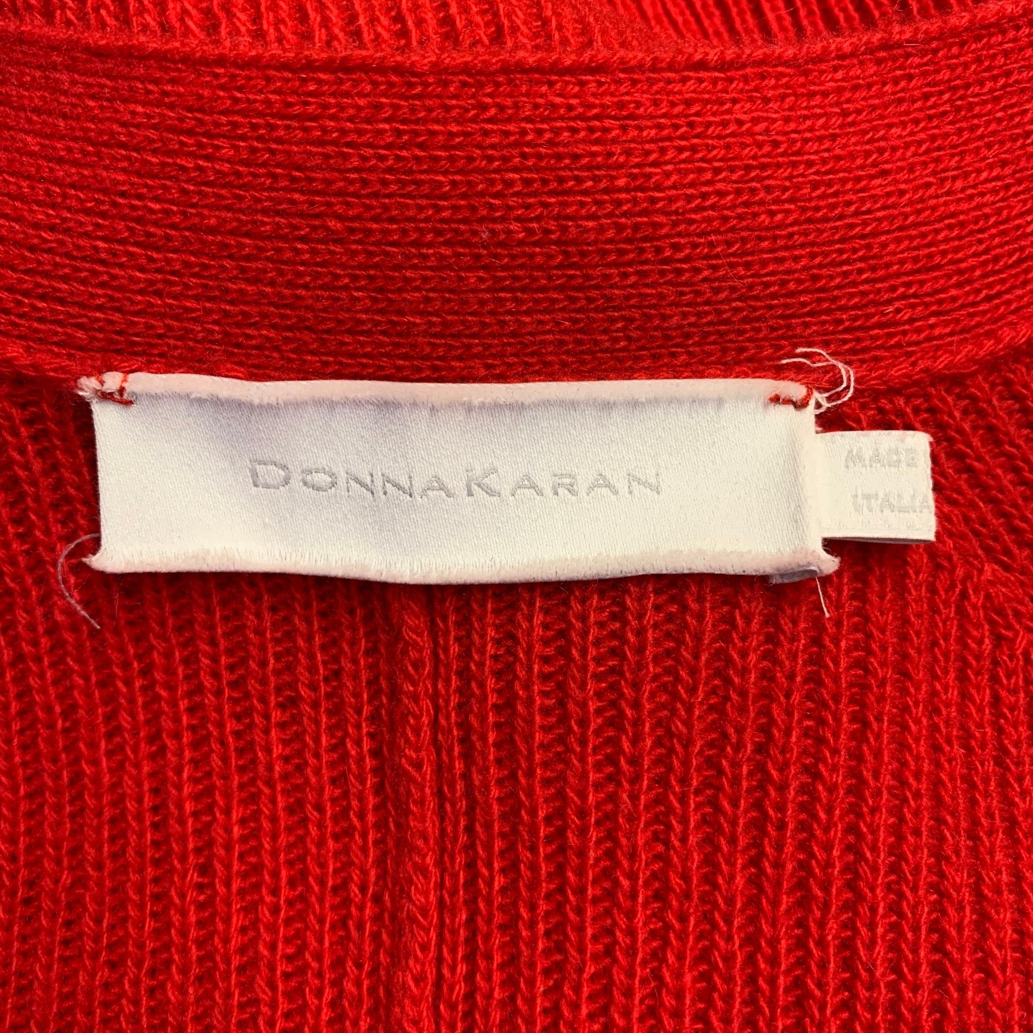 DONNA KARAN Größe S Lange Strickjacke aus roter Merinowolle und Kaschmir im Zustand „Gut“ im Angebot in San Francisco, CA
