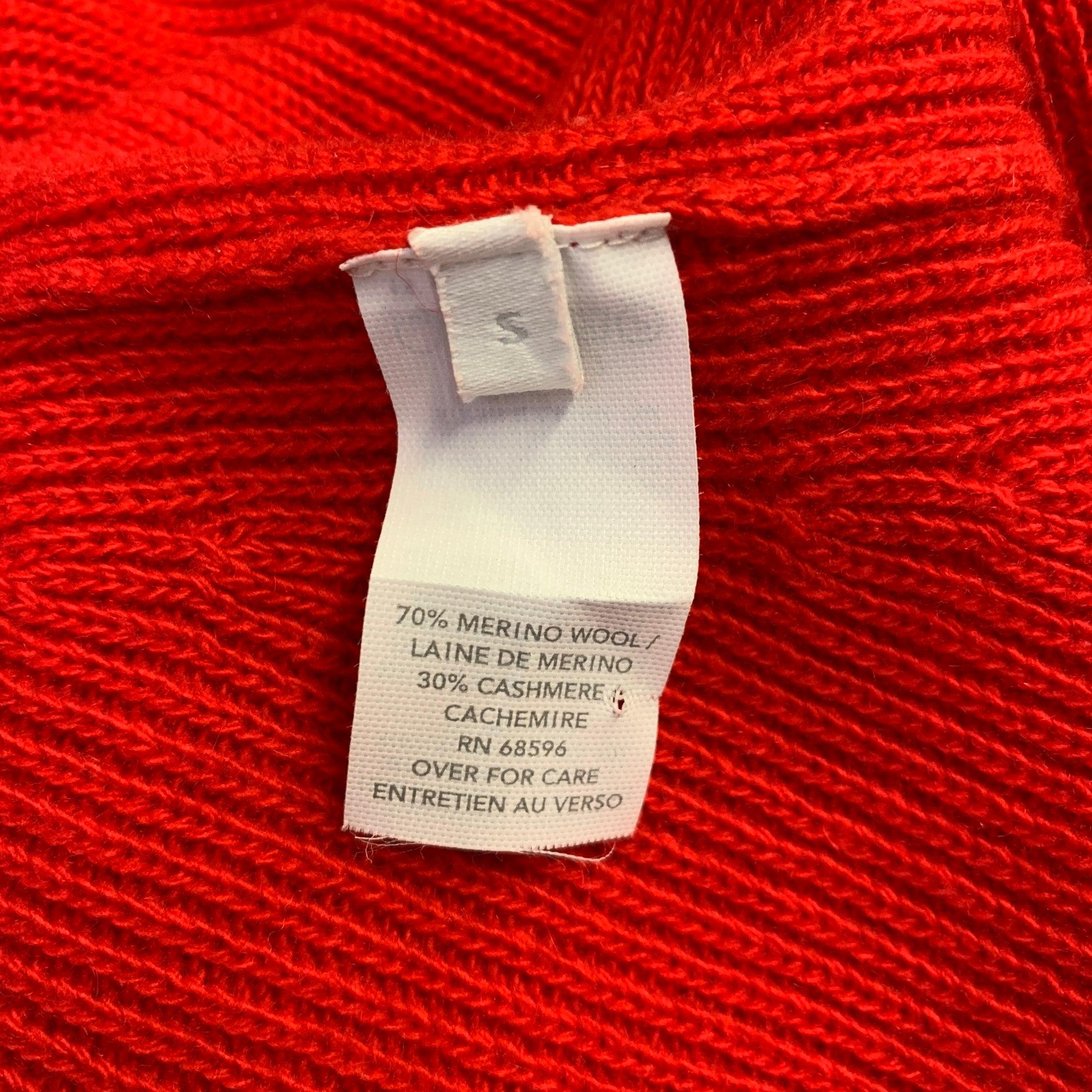 DONNA KARAN Größe S Lange Strickjacke aus roter Merinowolle und Kaschmir Damen im Angebot