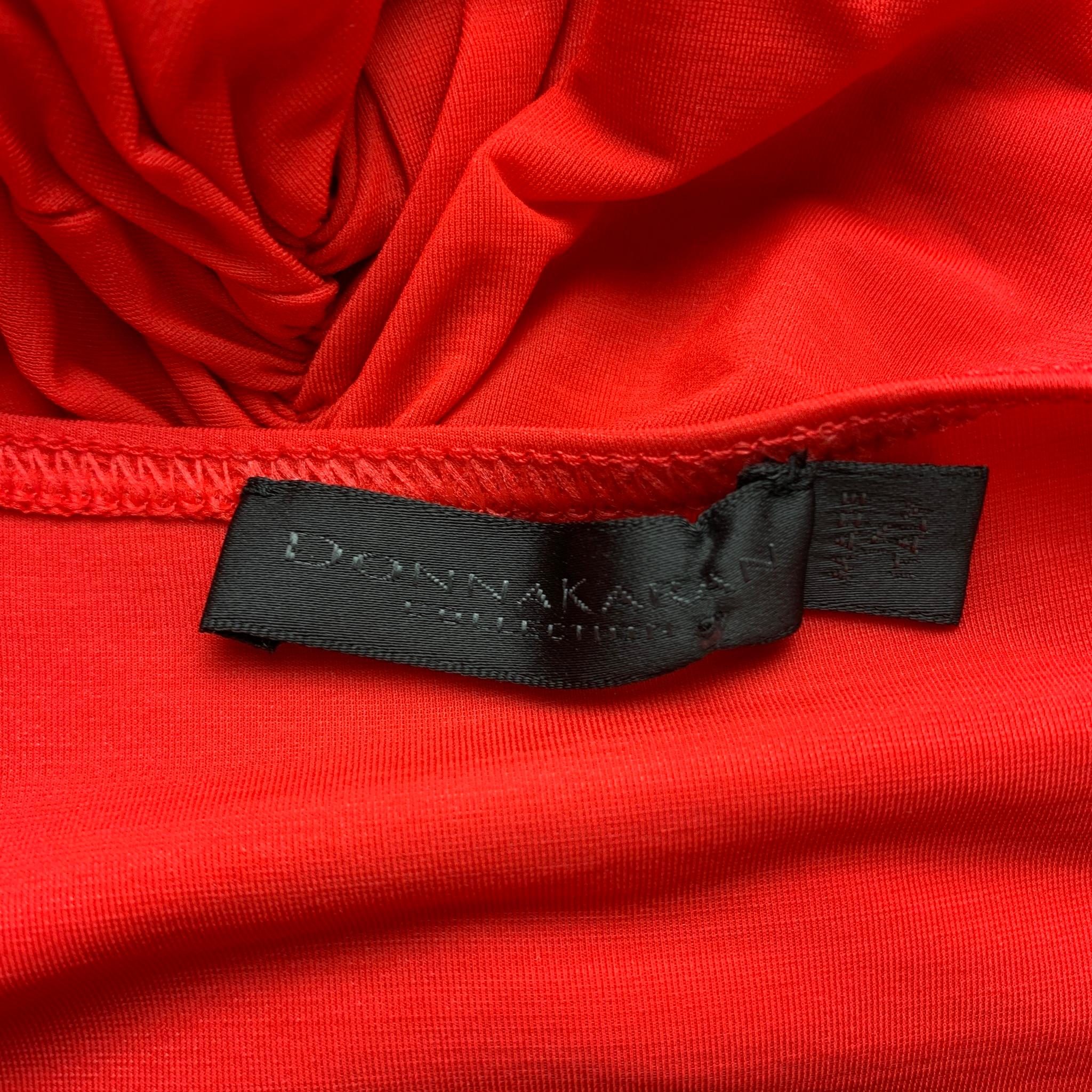 DONNA KARAN Size XS Red Cupro Blend Draped Evening Gown 2
