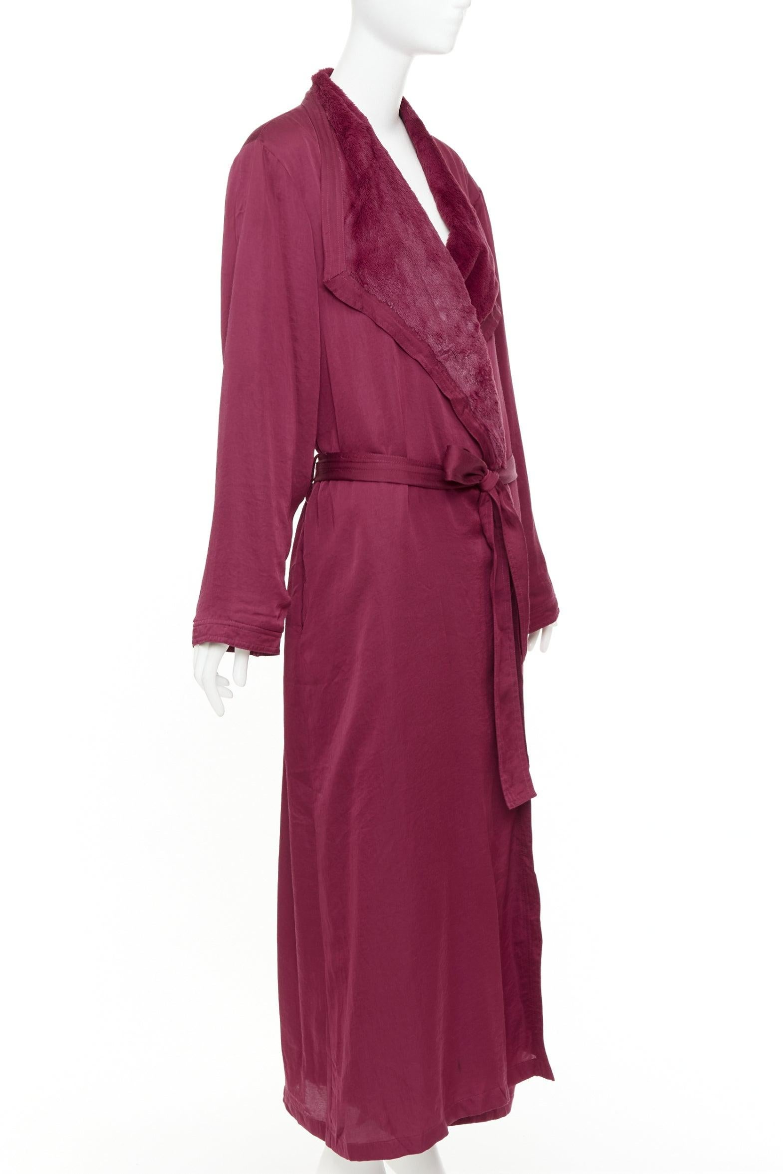 Rosso DONNA KARAN Sleepwear accappatoio bordeaux rosso foderato di asciugamano con cintura M. in vendita