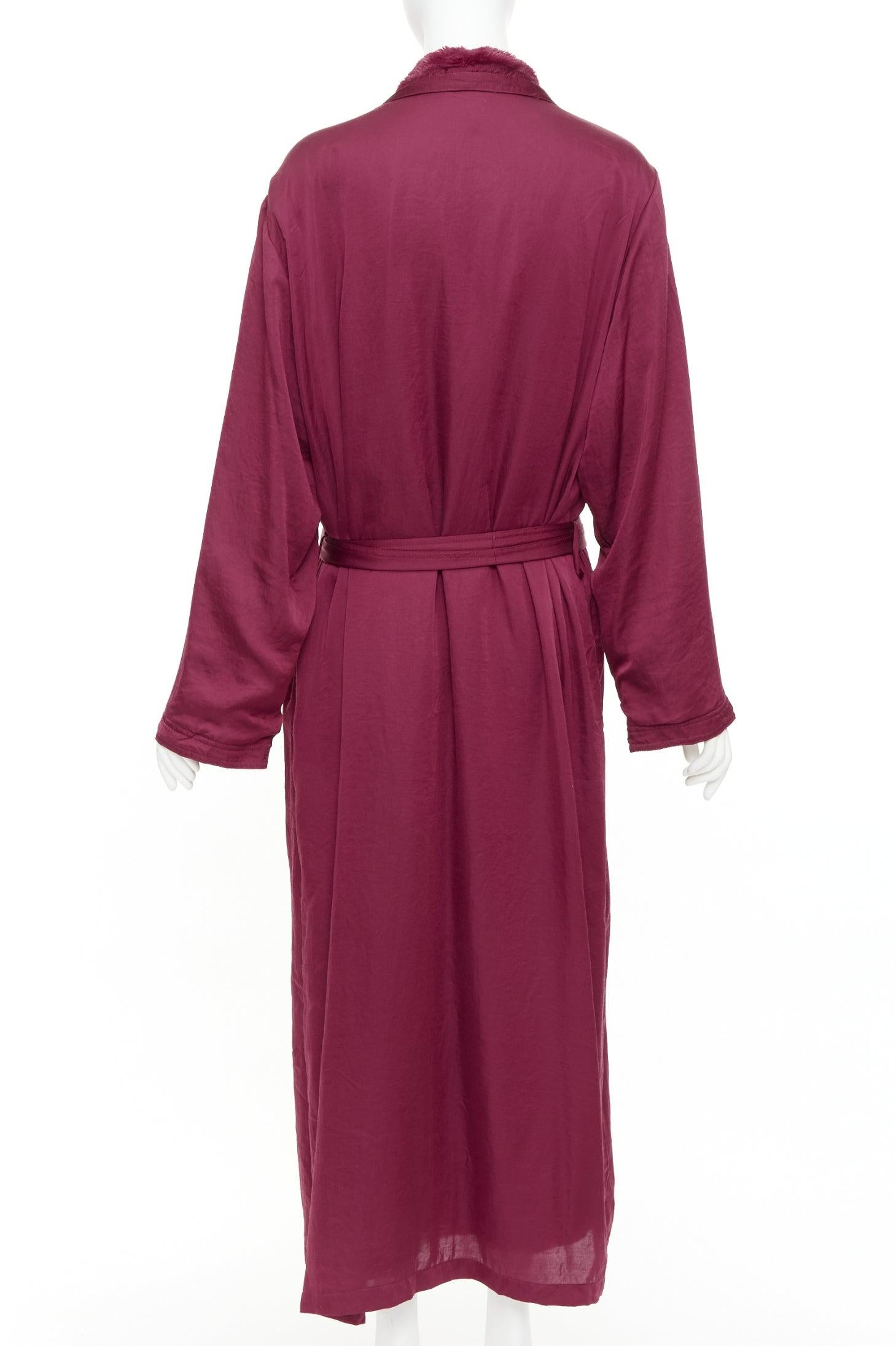 Donna DONNA KARAN Sleepwear accappatoio bordeaux rosso foderato di asciugamano con cintura M. in vendita