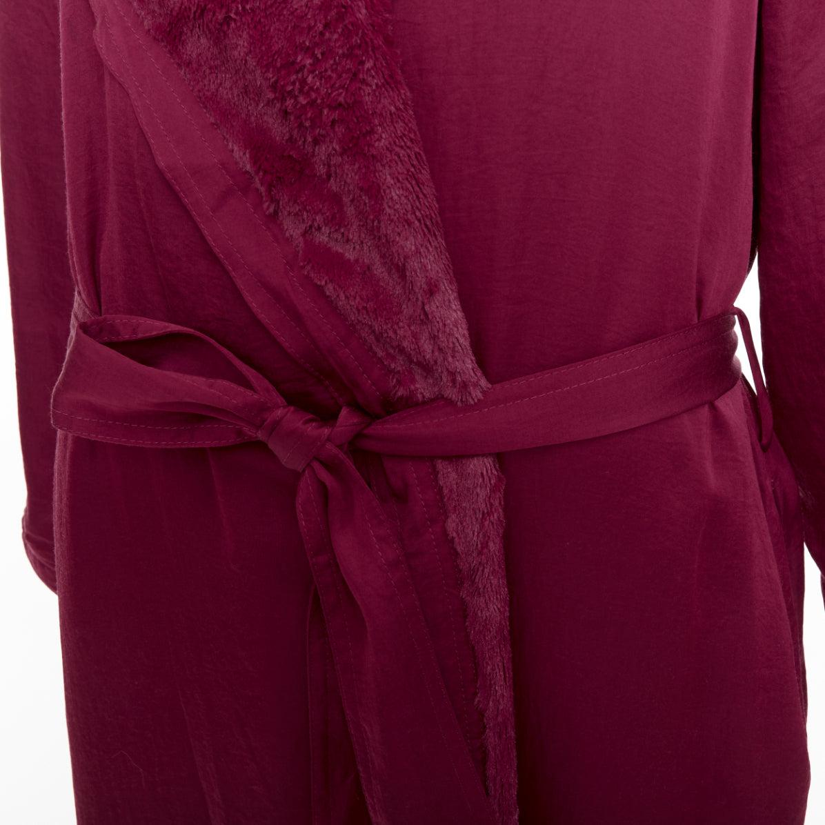 DONNA KARAN Sleepwear accappatoio bordeaux rosso foderato di asciugamano con cintura M. in vendita 2