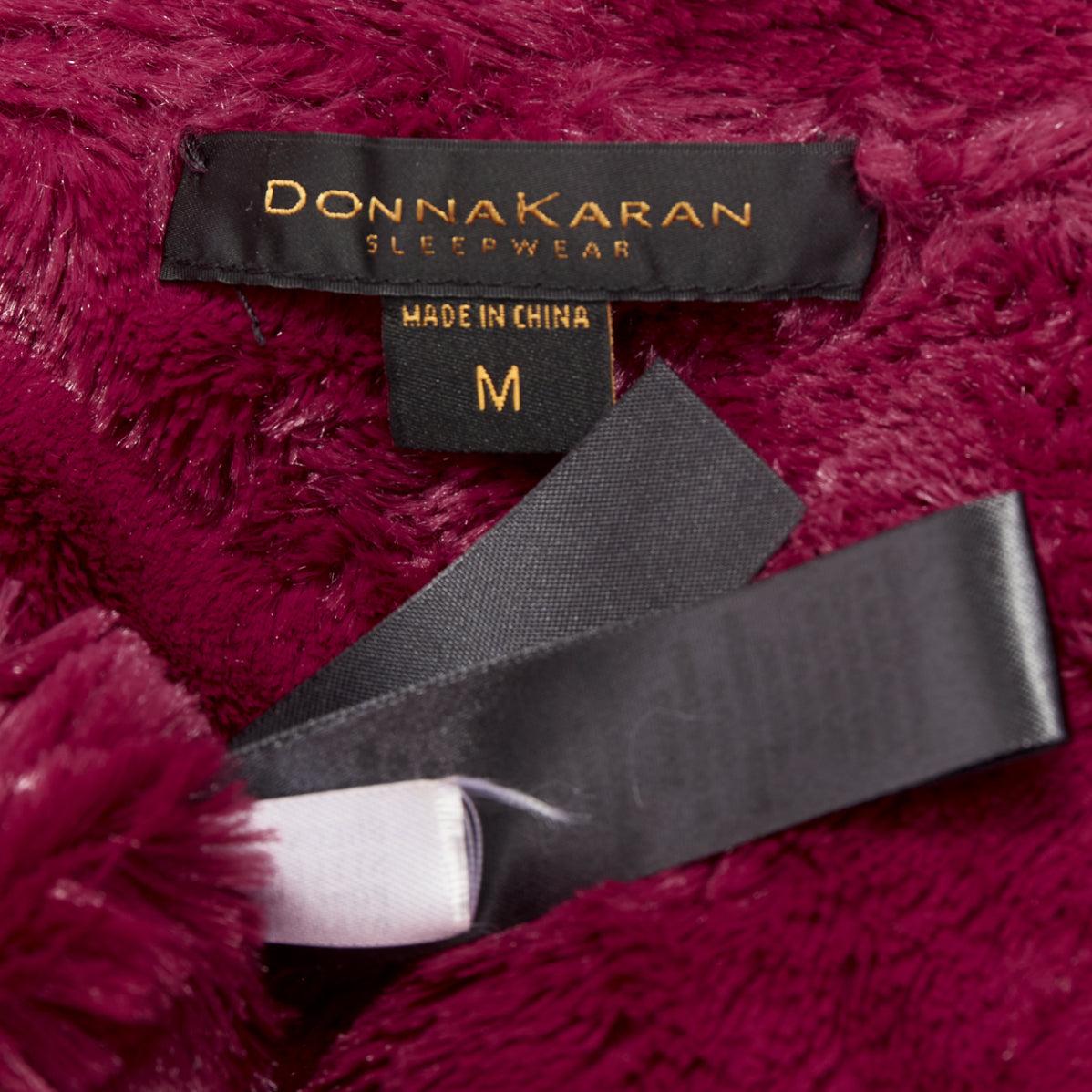 DONNA KARAN Sleepwear accappatoio bordeaux rosso foderato di asciugamano con cintura M. in vendita 3