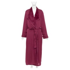 DONNA KARAN Sleepwear burgundy red towel lined belted bath robe M