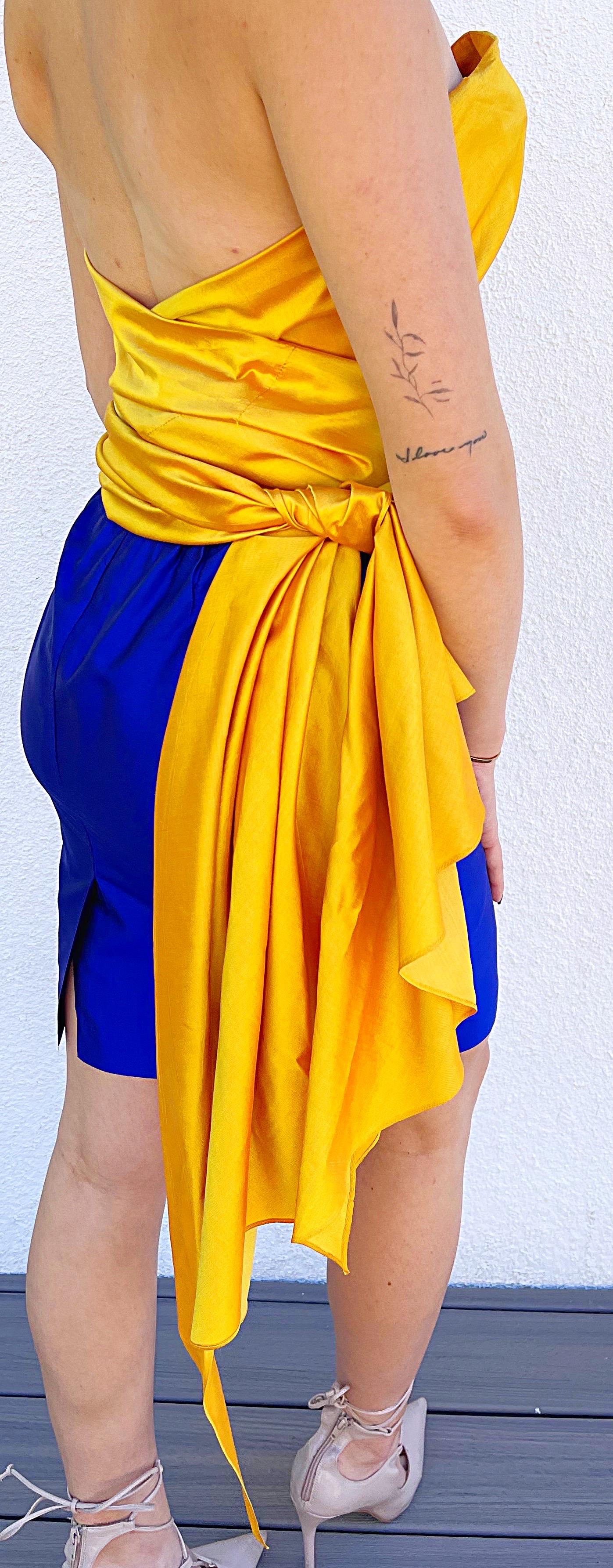 Donna Karan Frühling 1987 Sz 2 Drei Pieces Gelb Orange Blau Bustier Rock Jacke im Angebot 7