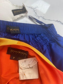 Donna Karan Spring 1987 Sz 2 Three Piece Yellow Orange Blue Bustier Skirt Jacket