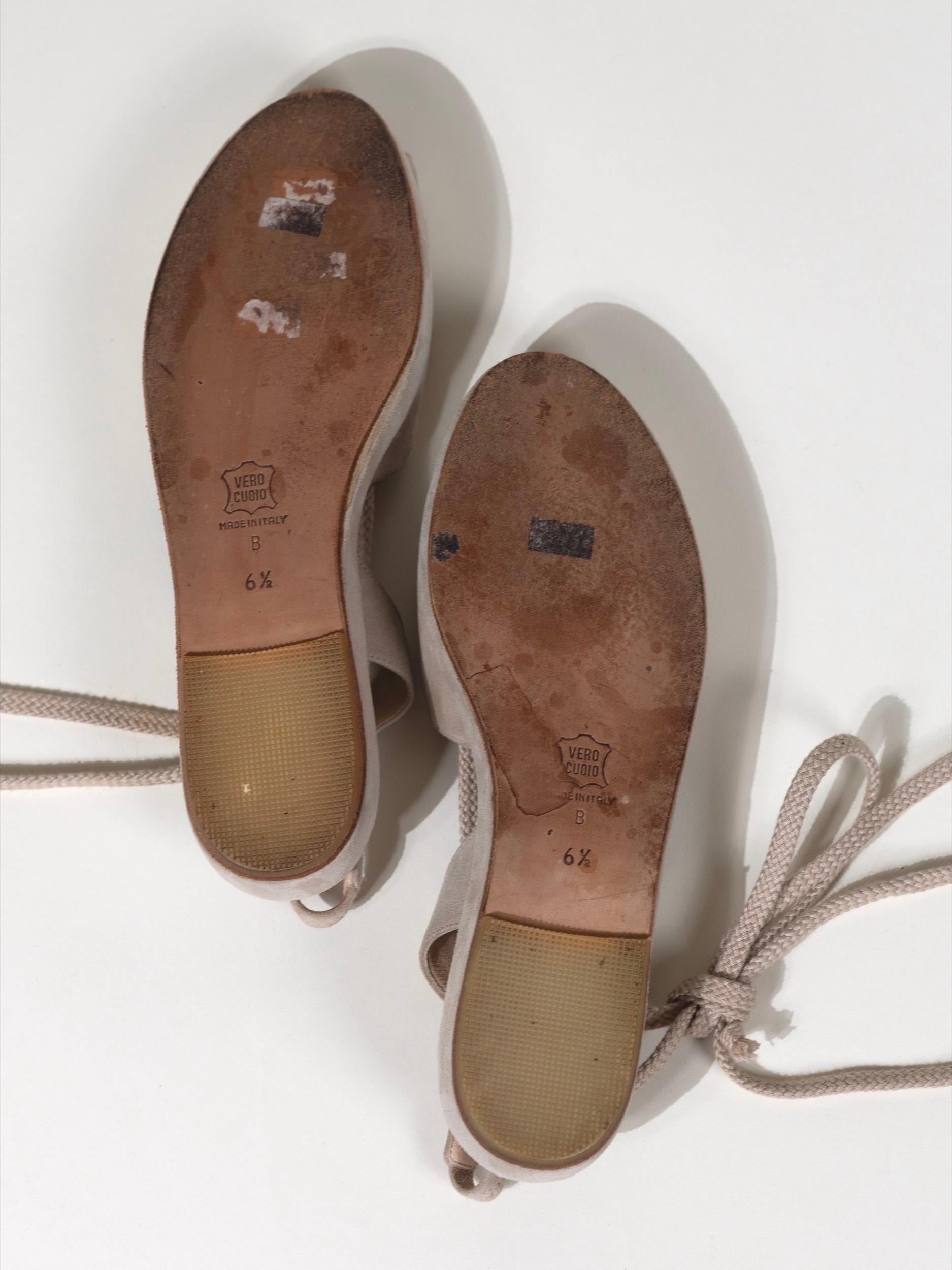 Donna Karan - Sandales à lacets en daim, taille 6,5, années 1990 en vente 9