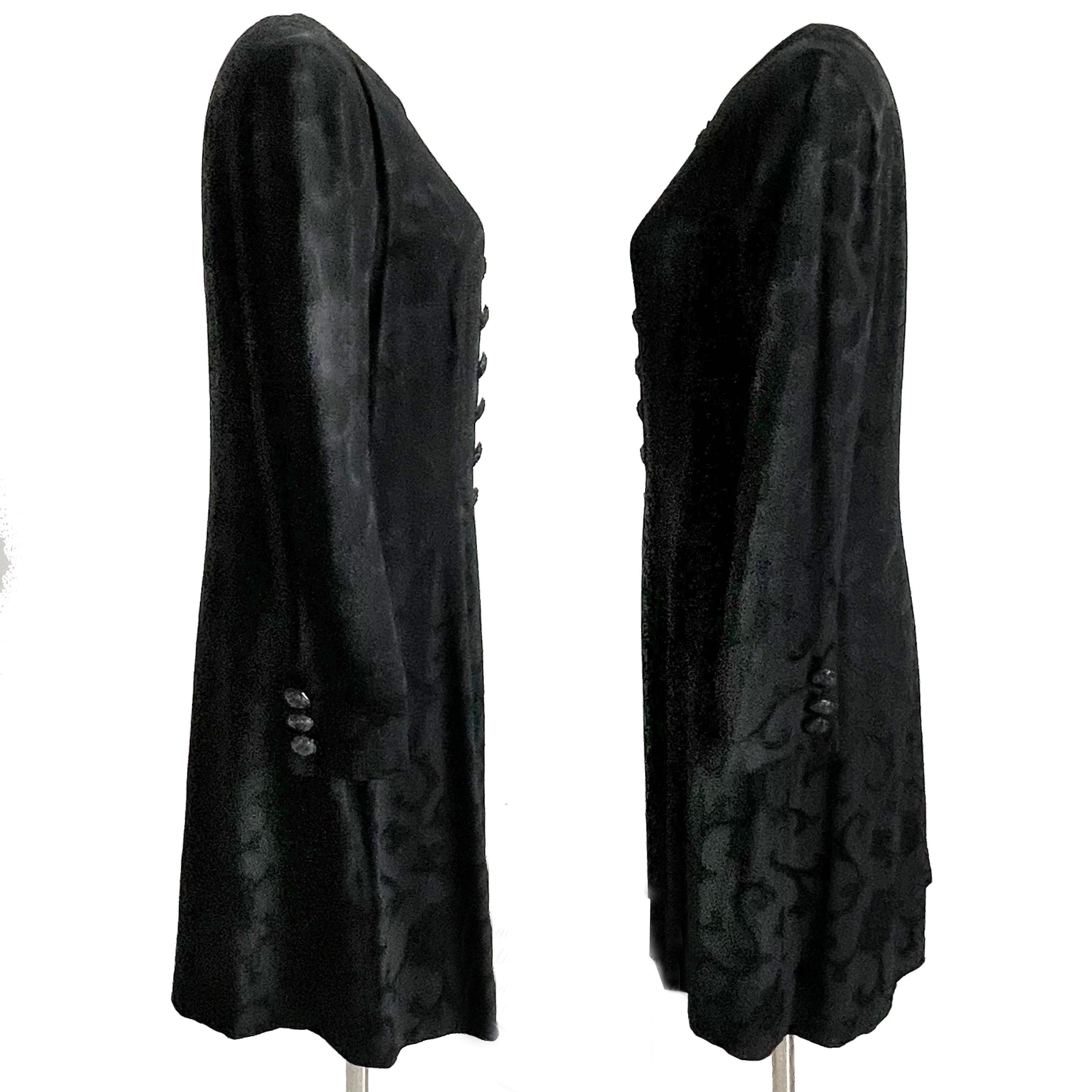 Donna Karan Suit Silk Brocade Jacket Sheer Wide Pants 2pc Evening 90s Sz M/10 For Sale 3
