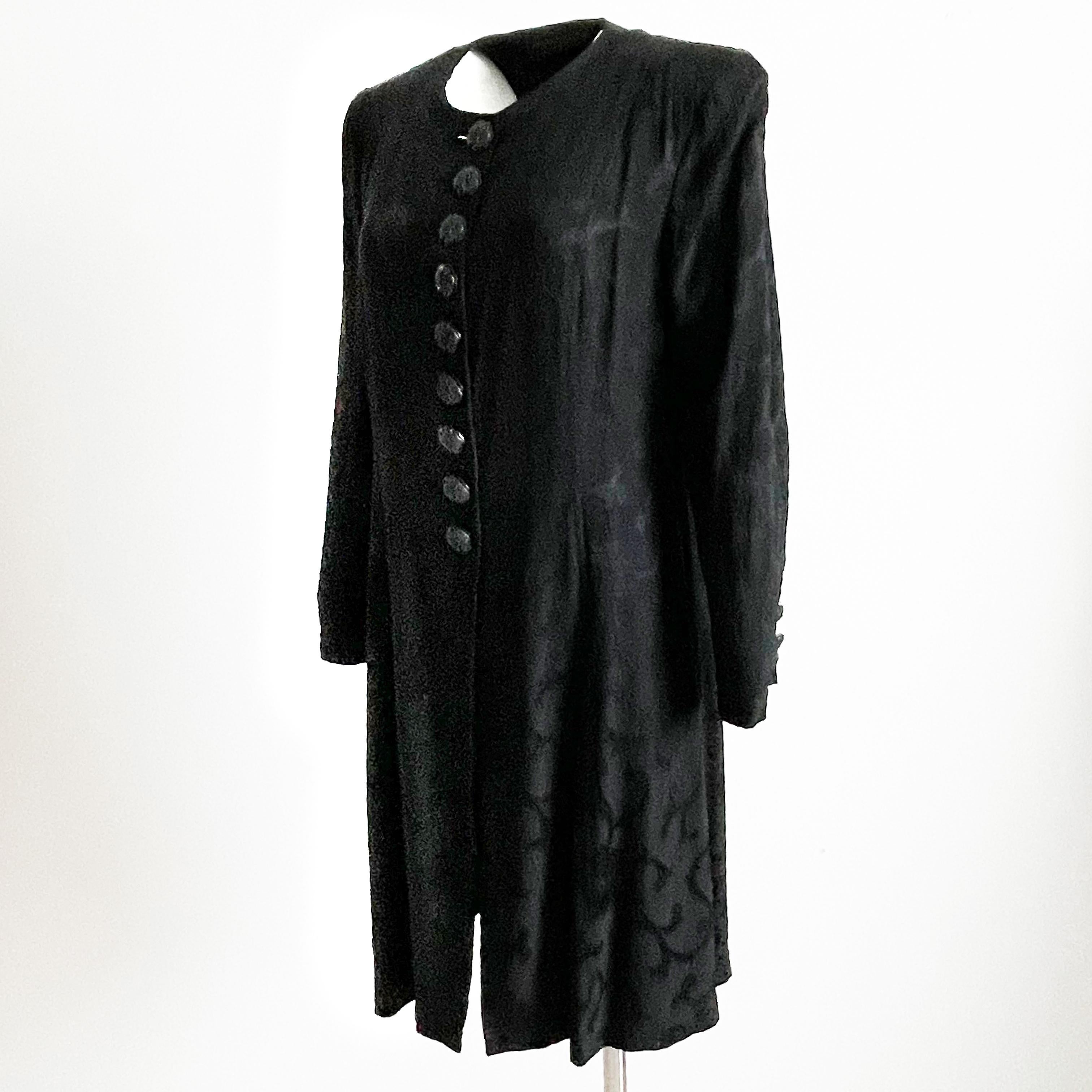 Donna Karan Suit Silk Brocade Jacket Sheer Wide Pants 2pc Evening 90s Sz M/10 For Sale 2