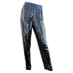 Donna Karan Vintage 1990s 90s Black Sequin High Rise Tapered Evening Dress Pants