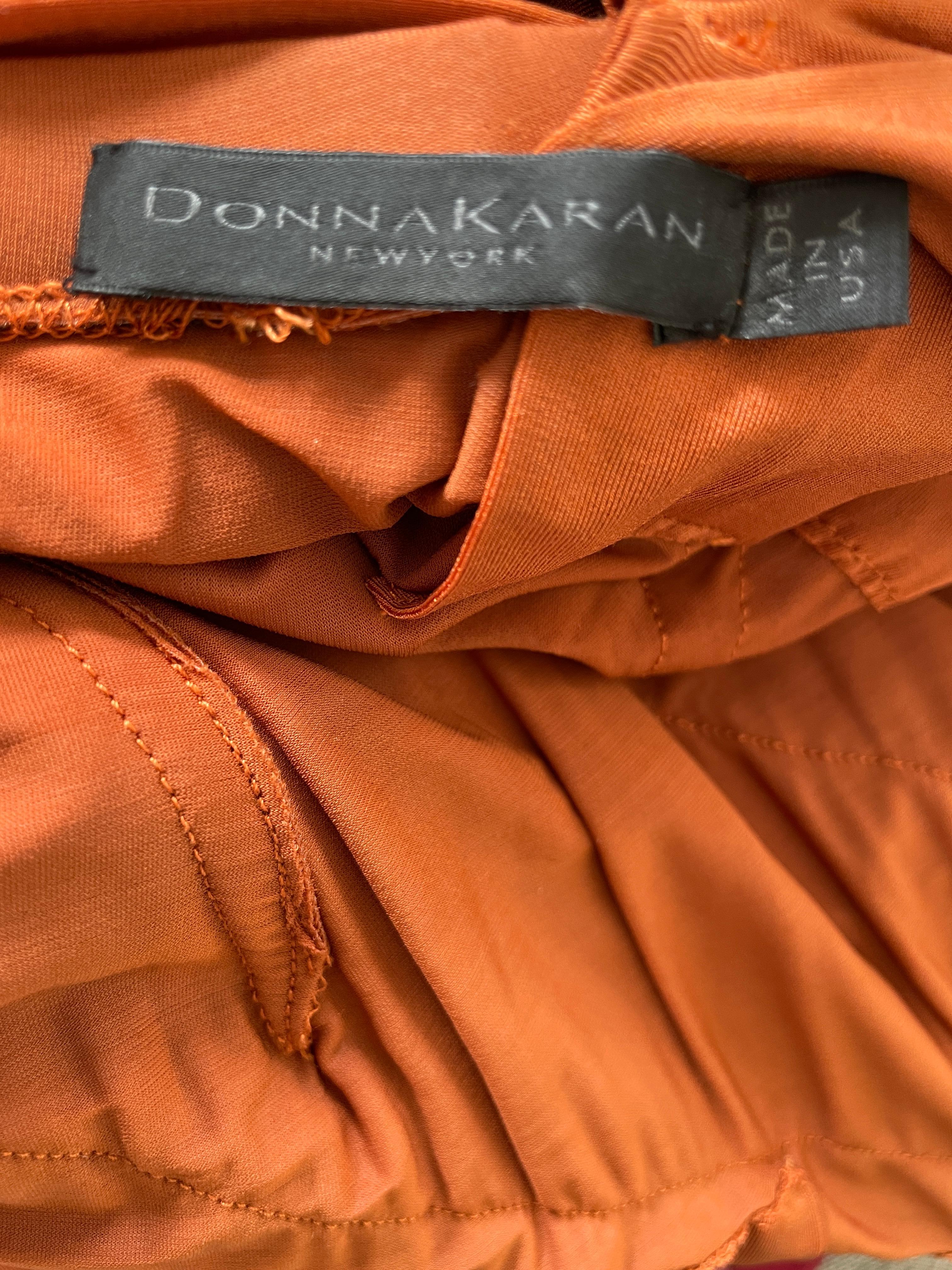 Donna Karan Vintage 1990's Orange Evening Dress with High Side Slit   For Sale 5