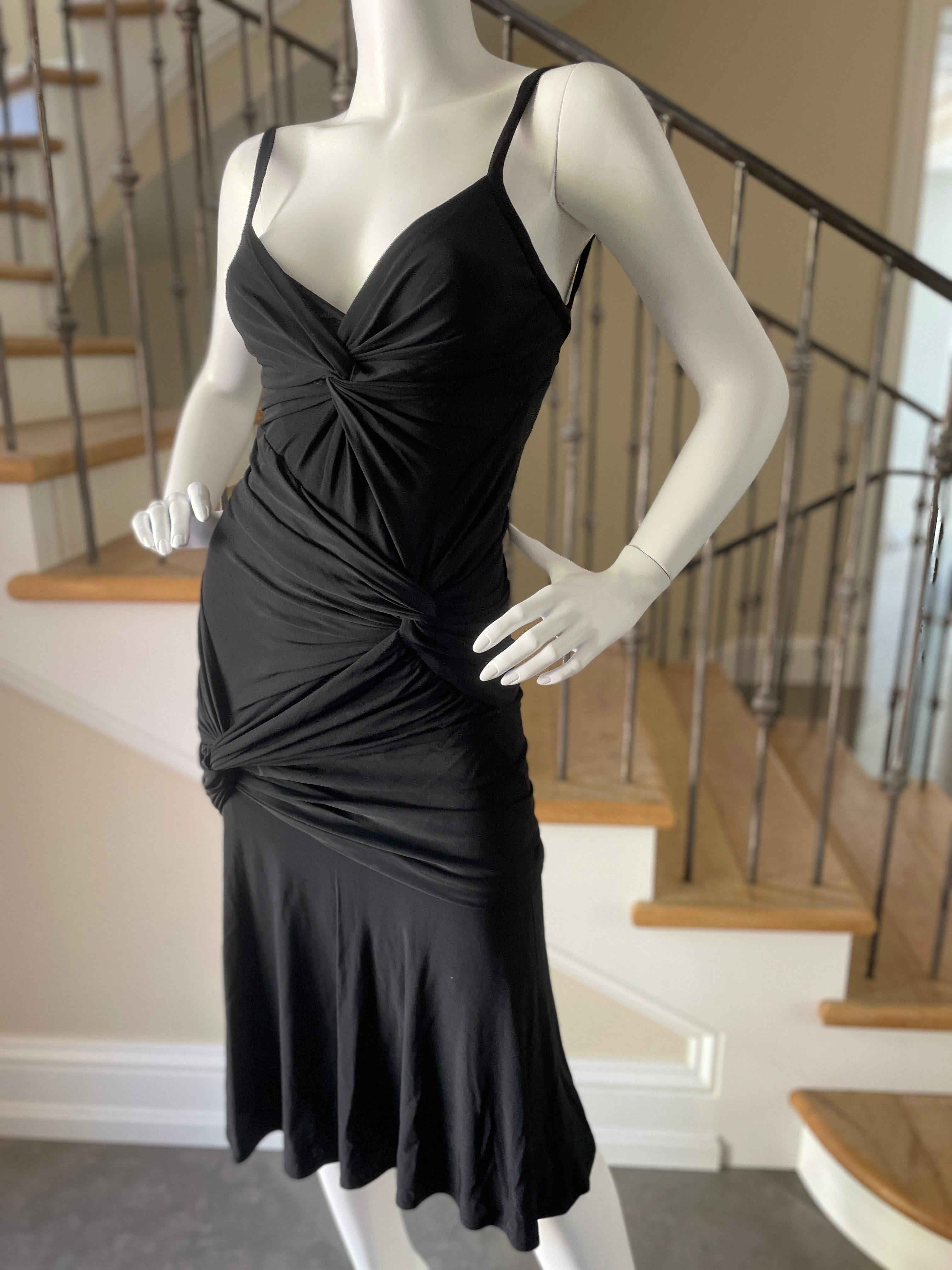 Donna Karan Vintage 1990's Plunging Black Knot Dress 1